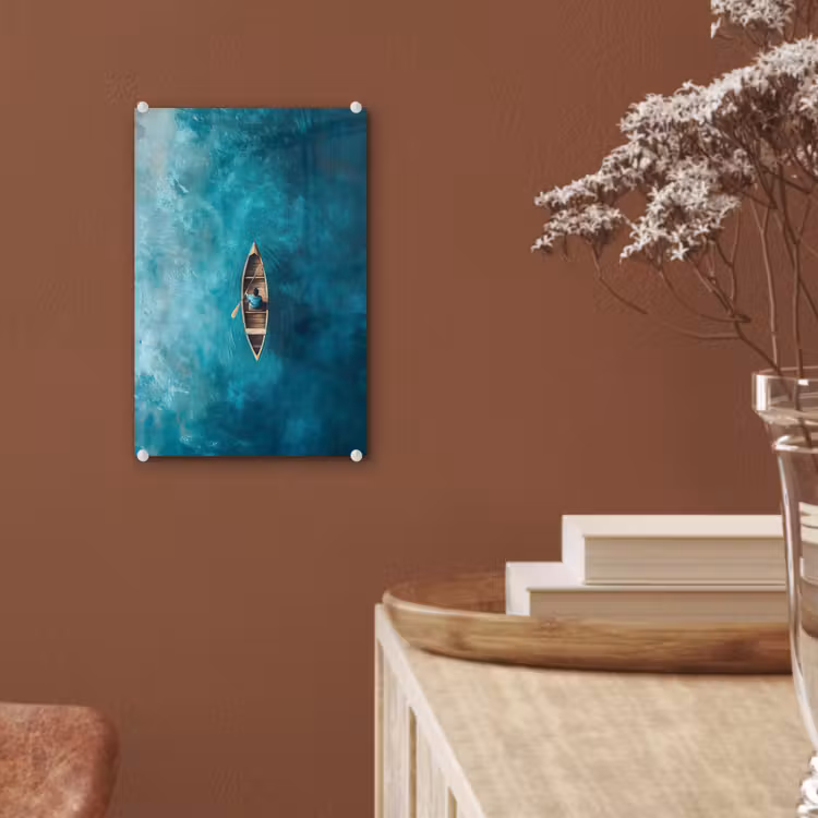Glas schilderij - Bootje - Water - Blauw — 6