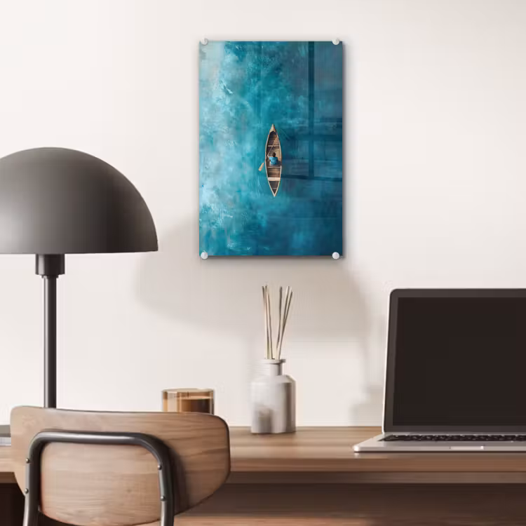 Glas schilderij - Bootje - Water - Blauw — 7