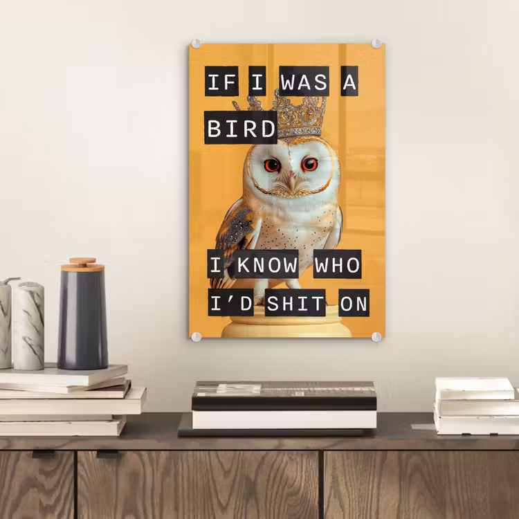 Glas schilderij - Geel - Uil - Vogel - Decoratie — 2