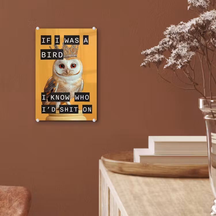 Glas schilderij - Geel - Uil - Vogel - Decoratie — 6