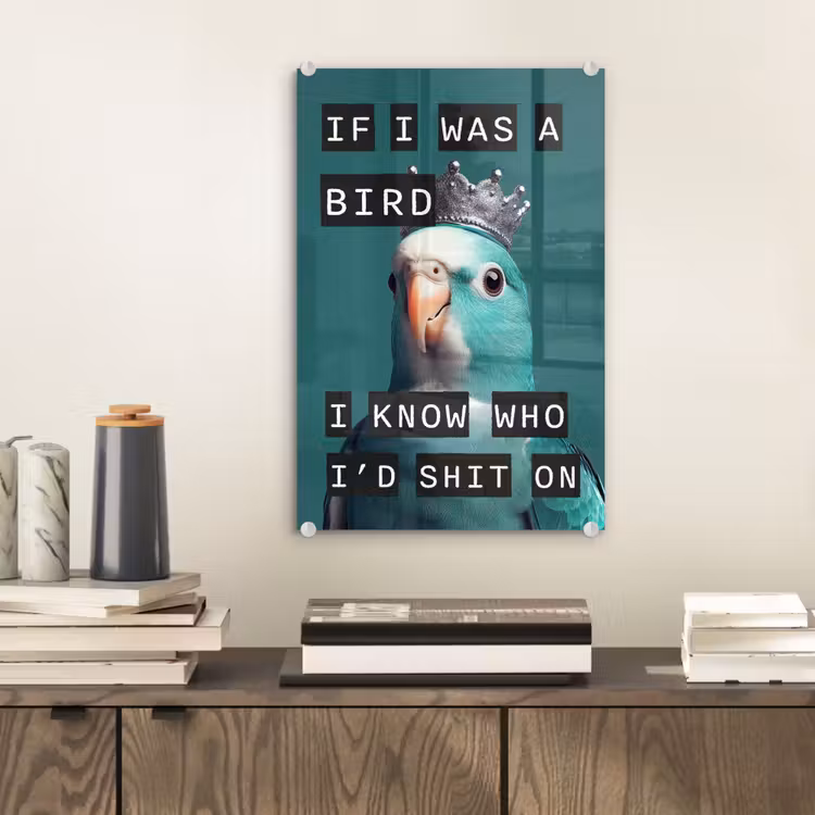 Glas schilderij - Parkiet - Turquoise - Quotes - Decoratie — 2