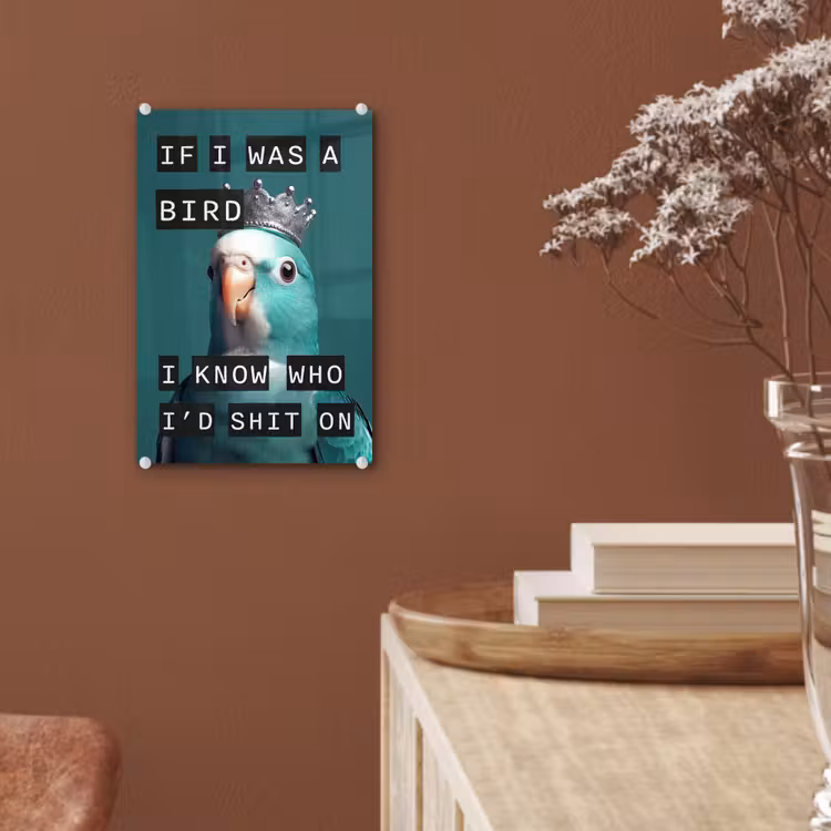 Glas schilderij - Parkiet - Turquoise - Quotes - Decoratie — 6