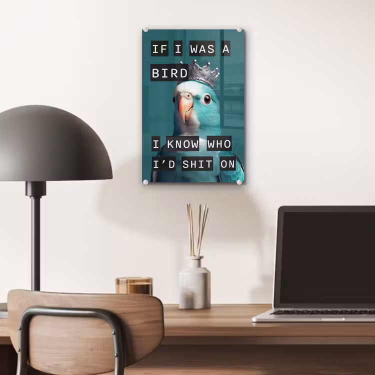 Glas schilderij - Parkiet - Turquoise - Quotes - Decoratie — 7