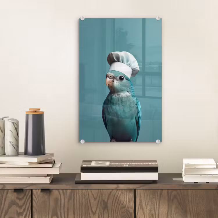 Glas schilderij - Parkiet - Vogel - Koksmuts - Cute — 2