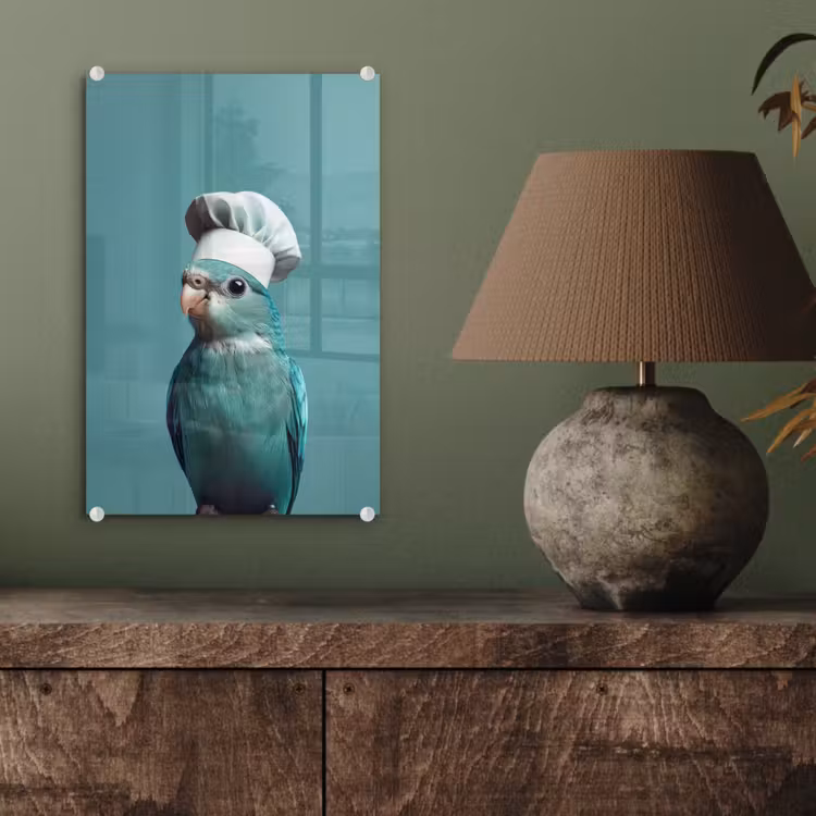 Glas schilderij - Parkiet - Vogel - Koksmuts - Cute — 4