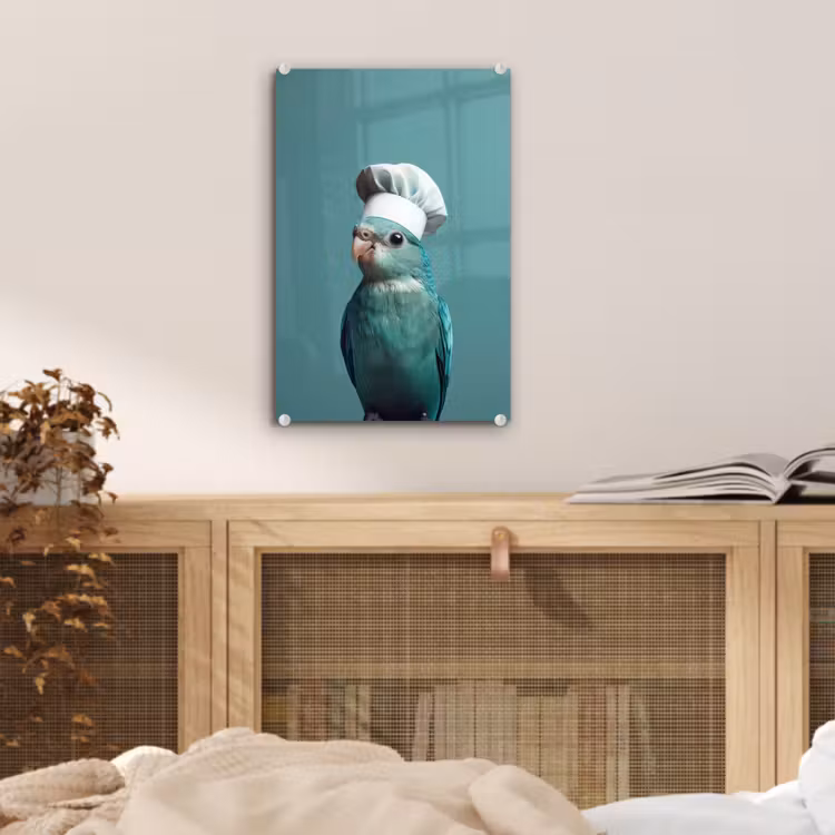 Glas schilderij - Parkiet - Vogel - Koksmuts - Cute — 5