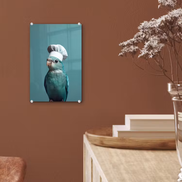Glas schilderij - Parkiet - Vogel - Koksmuts - Cute — 6