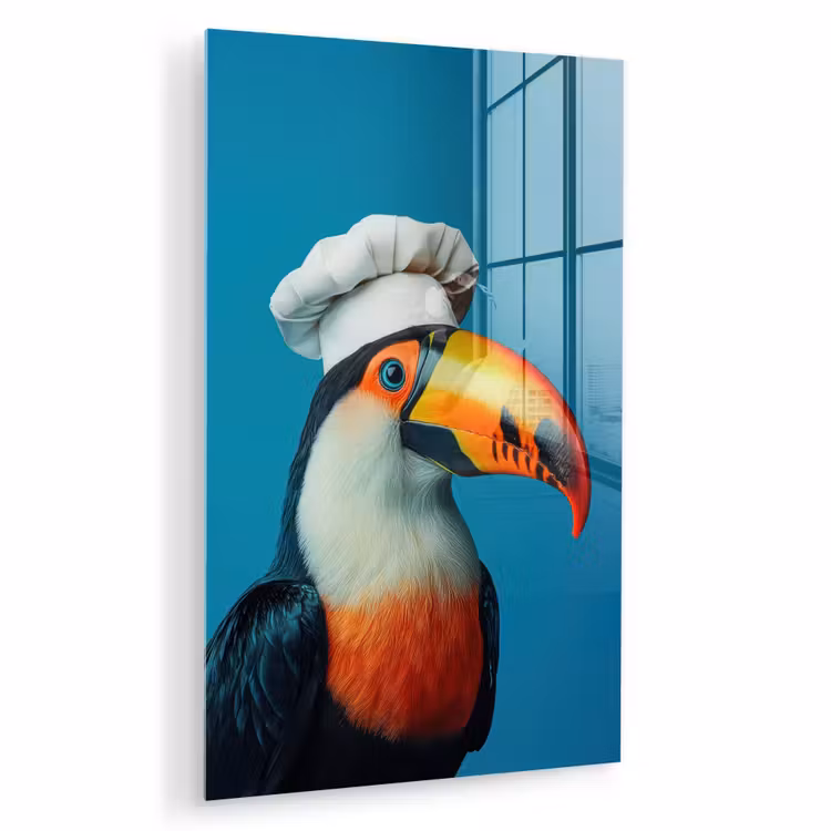 Glas schilderij - Toekan - Papegaai - Vogel - Koksmuts — 1