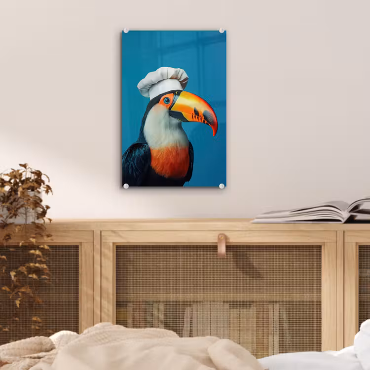 Glas schilderij - Toekan - Papegaai - Vogel - Koksmuts — 5