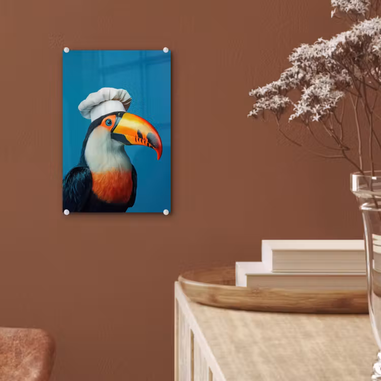 Glas schilderij - Toekan - Papegaai - Vogel - Koksmuts — 6