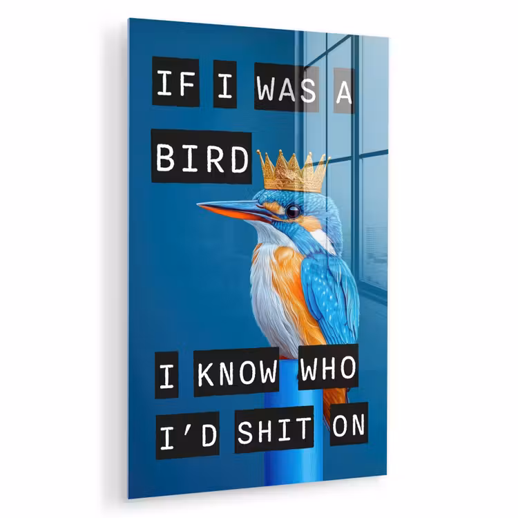 Glas schilderij - Vogel - Decoratie - Ijsvogel - Blauw — 1