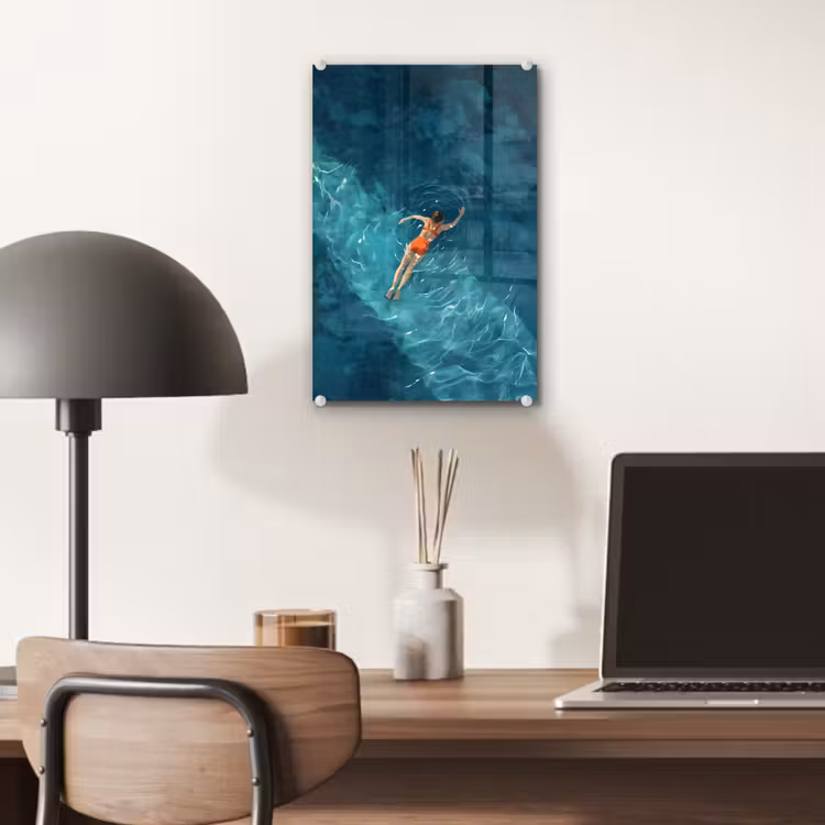 Glas schilderij - Vrouw - Water - Bikini - Oranje — 7