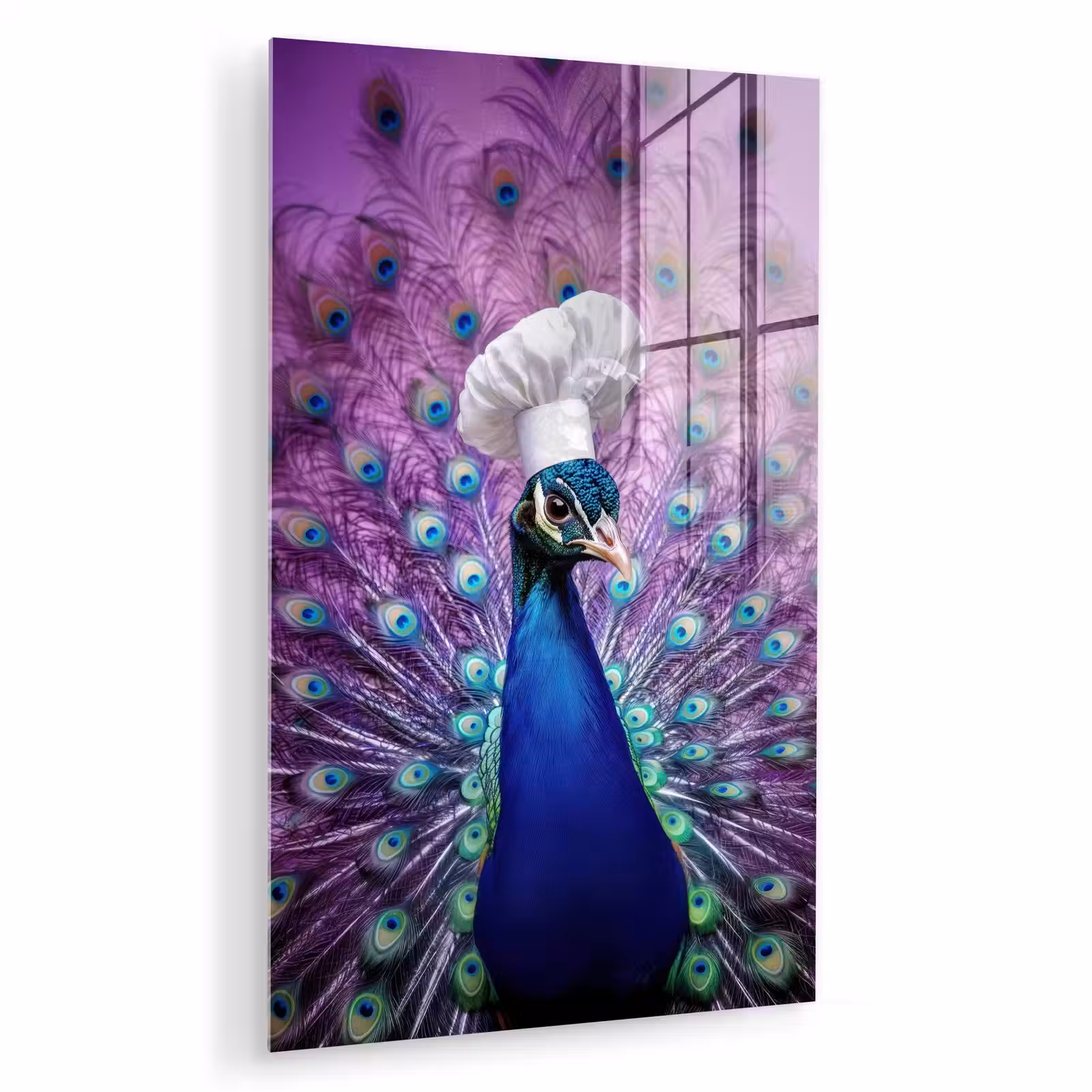 Glas schilderij - Pauw - Koksmuts - Cool - Paars — 1
