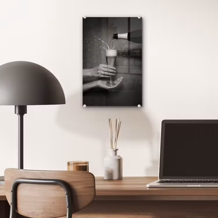 Glas schilderij - Champagnefles - Glas - Minimalistisch - Spetters — 7