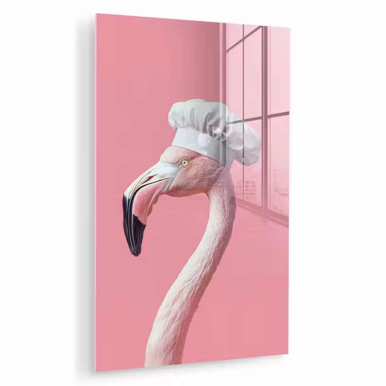 Glas schilderij - Flamingo - Roze - Koksmuts - Vogel — 1