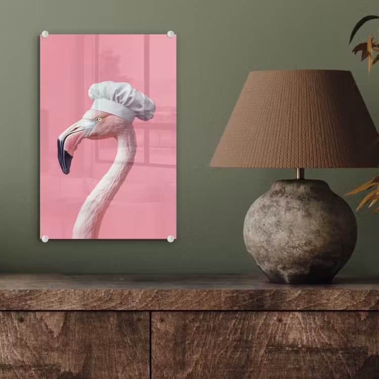 Glas schilderij - Flamingo - Roze - Koksmuts - Vogel — 4