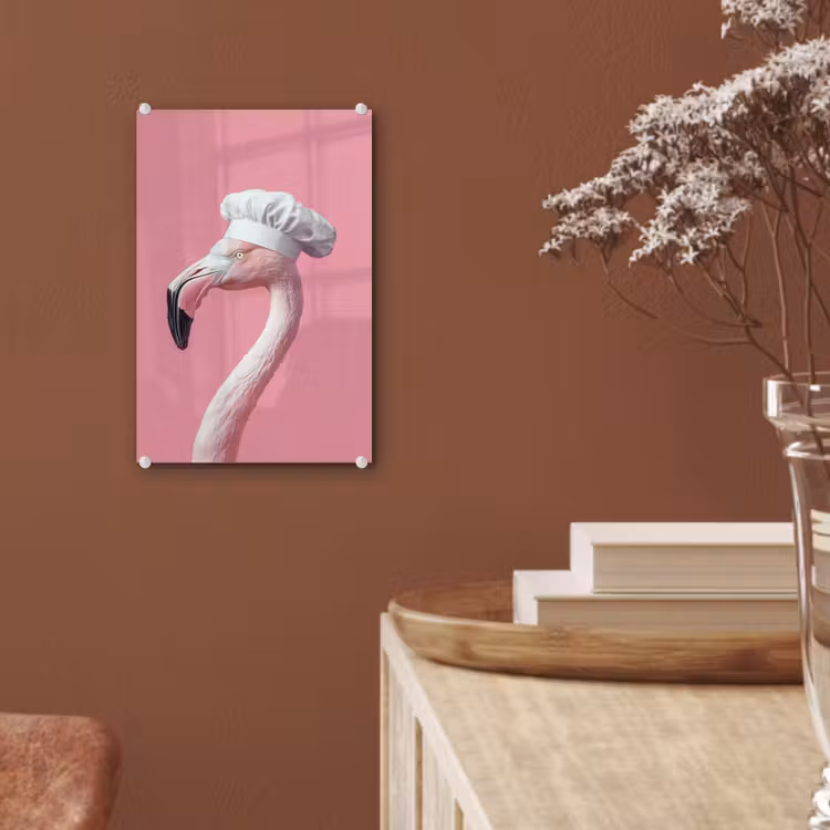 Glas schilderij - Flamingo - Roze - Koksmuts - Vogel — 6