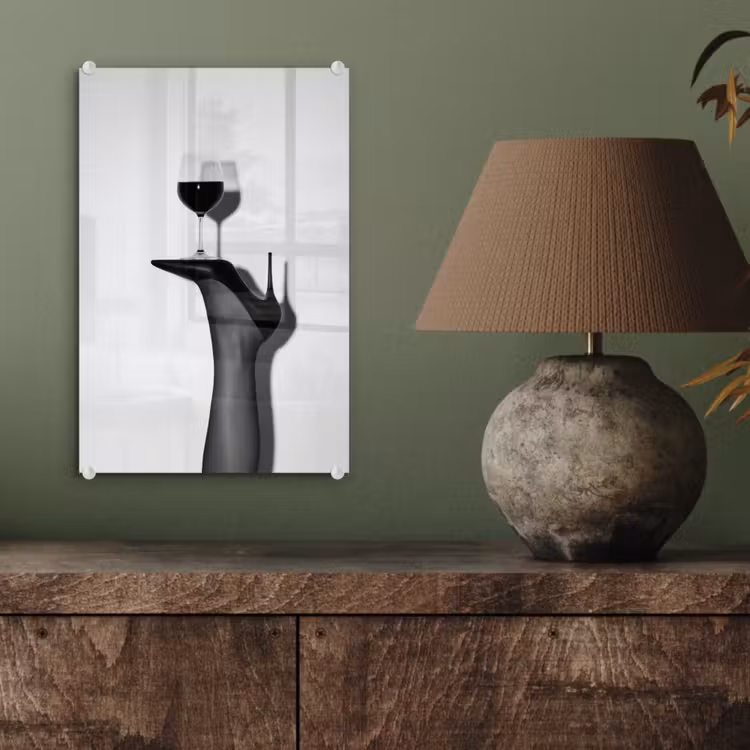 Glas schilderij - Hak - Wijn - Minimalistisch - Zwart — 4
