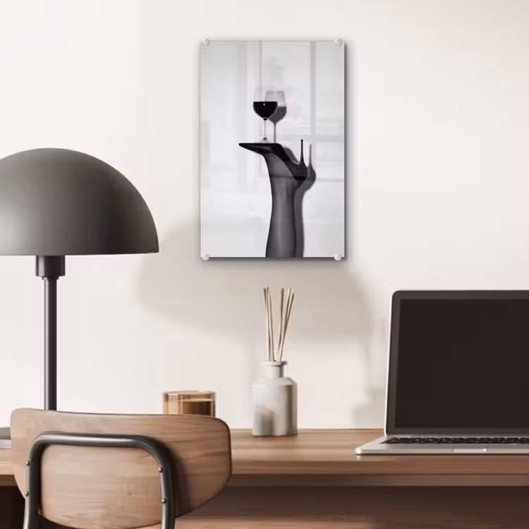 Glas schilderij - Hak - Wijn - Minimalistisch - Zwart — 7