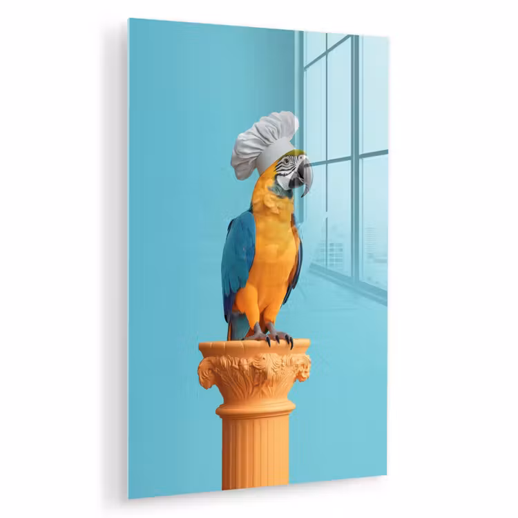 Glas schilderij - Papegaai - Koksmuts - Grappig - Vogel — 1