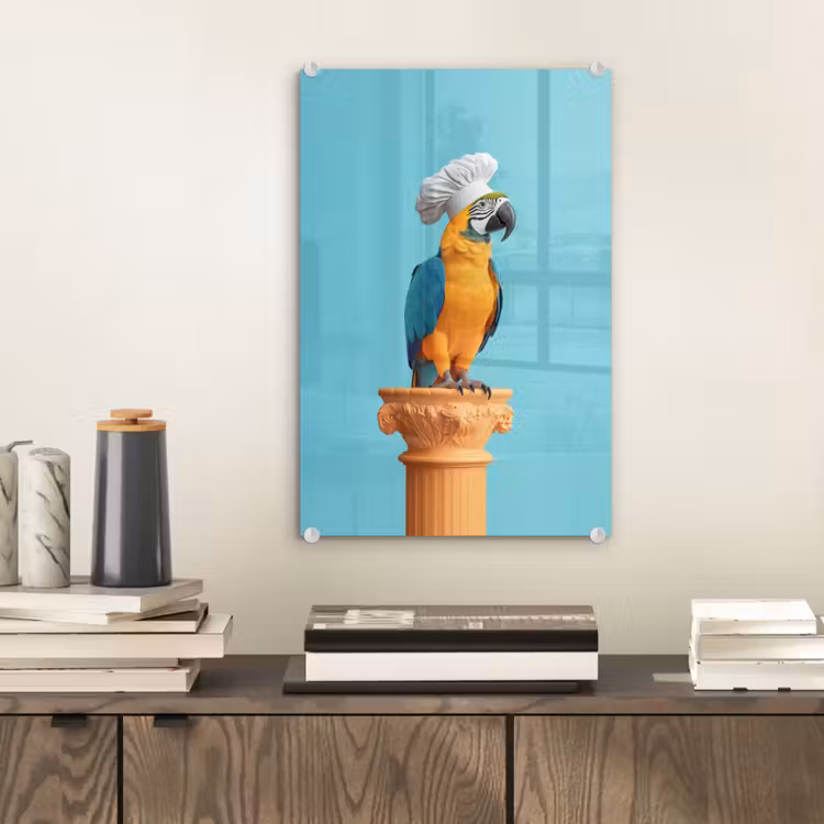 Glas schilderij - Papegaai - Koksmuts - Grappig - Vogel — 2