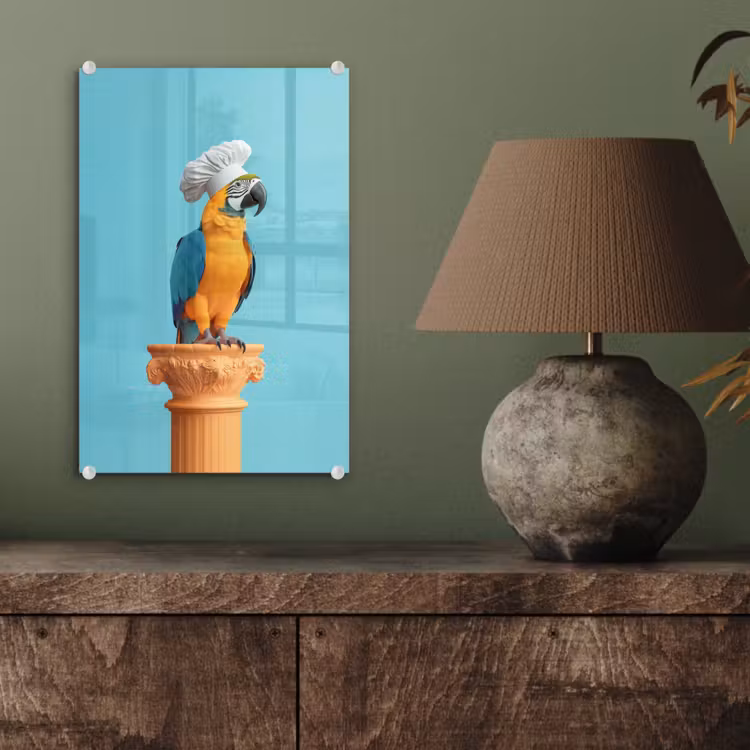 Glas schilderij - Papegaai - Koksmuts - Grappig - Vogel — 4