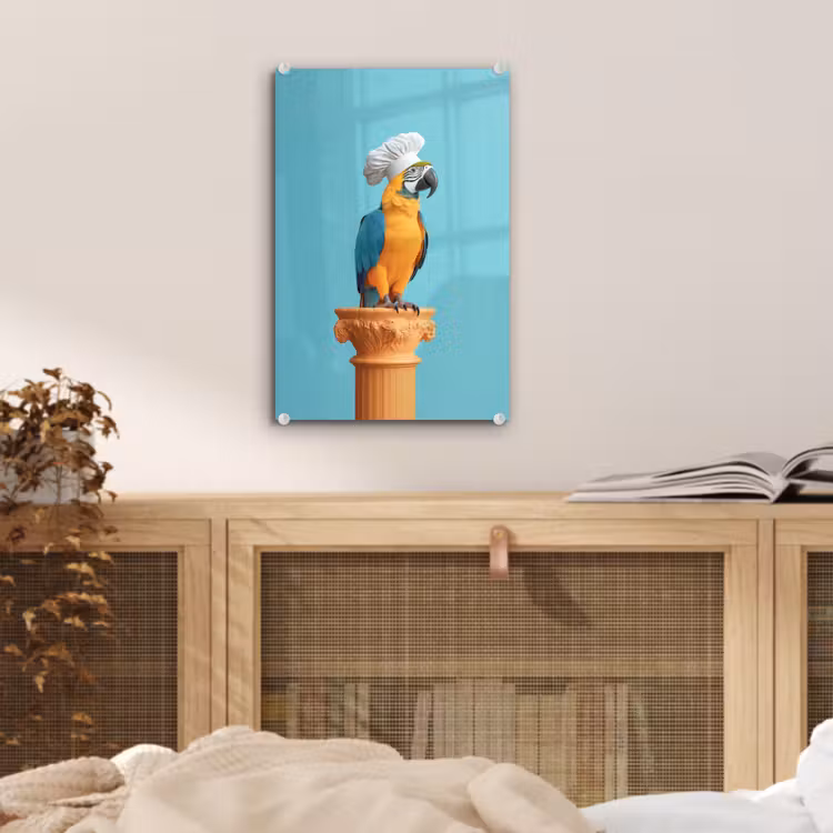 Glas schilderij - Papegaai - Koksmuts - Grappig - Vogel — 5