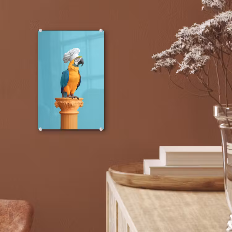 Glas schilderij - Papegaai - Koksmuts - Grappig - Vogel — 6