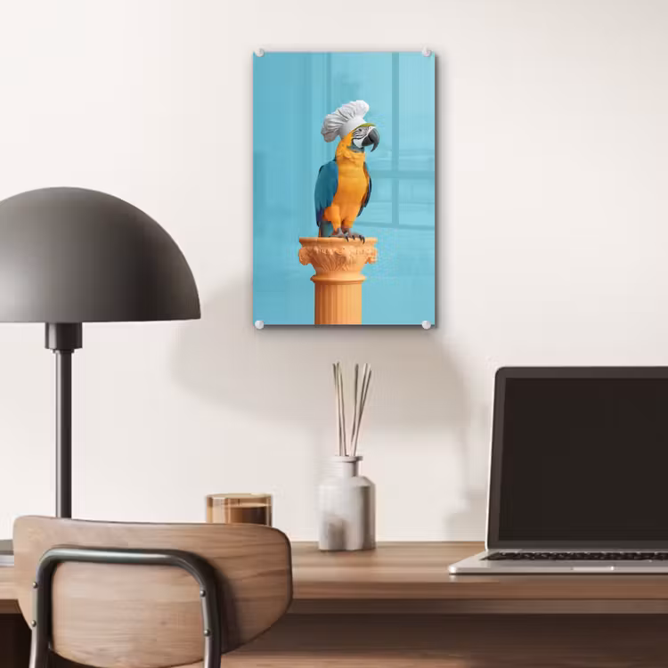 Glas schilderij - Papegaai - Koksmuts - Grappig - Vogel — 7