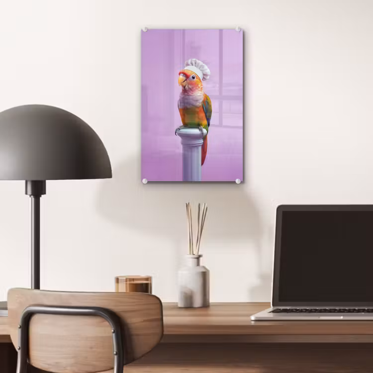 Glas schilderij - Papegaai - Koksmuts - Pilaar - Vogel — 7