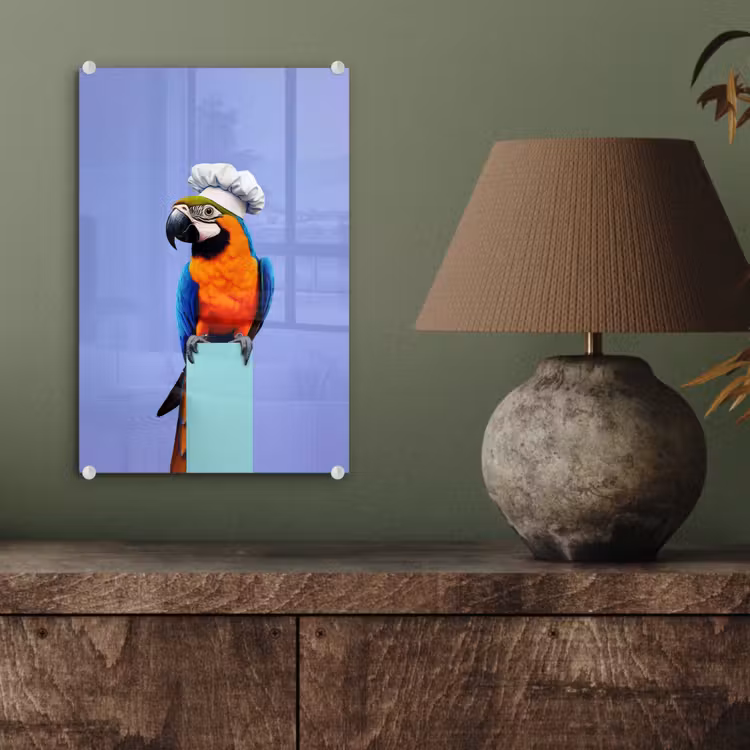 Glas schilderij - Papegaai - Koksmuts - Vogel - Leuk — 4
