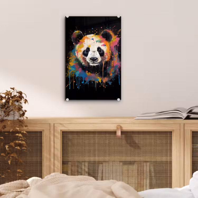 Glas schilderij - Panda - Graffiti - Dieren - Zwart - Kleuren — 5