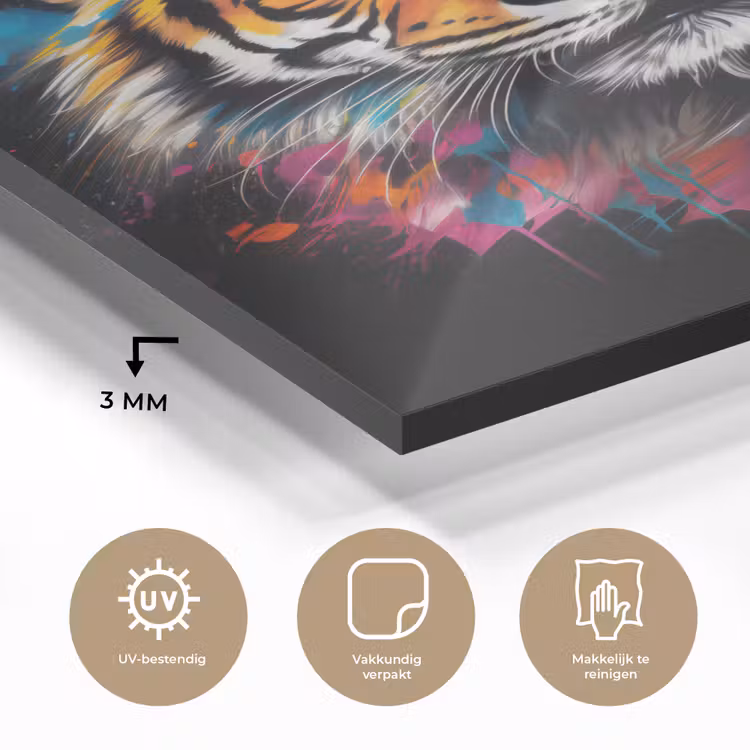 Glas schilderij - Tijger - Graffiti - Dieren - Zwart — 3
