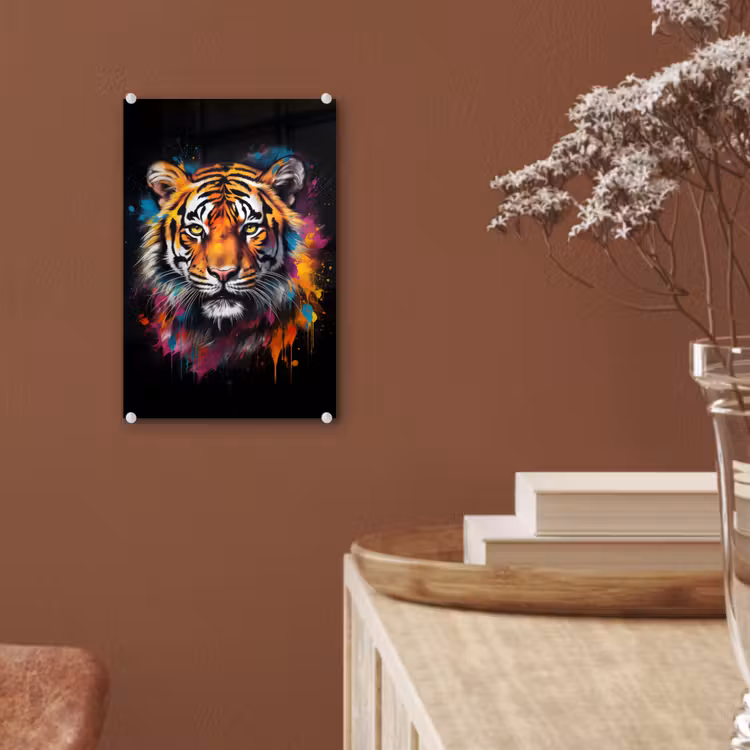 Glas schilderij - Tijger - Graffiti - Dieren - Zwart — 6