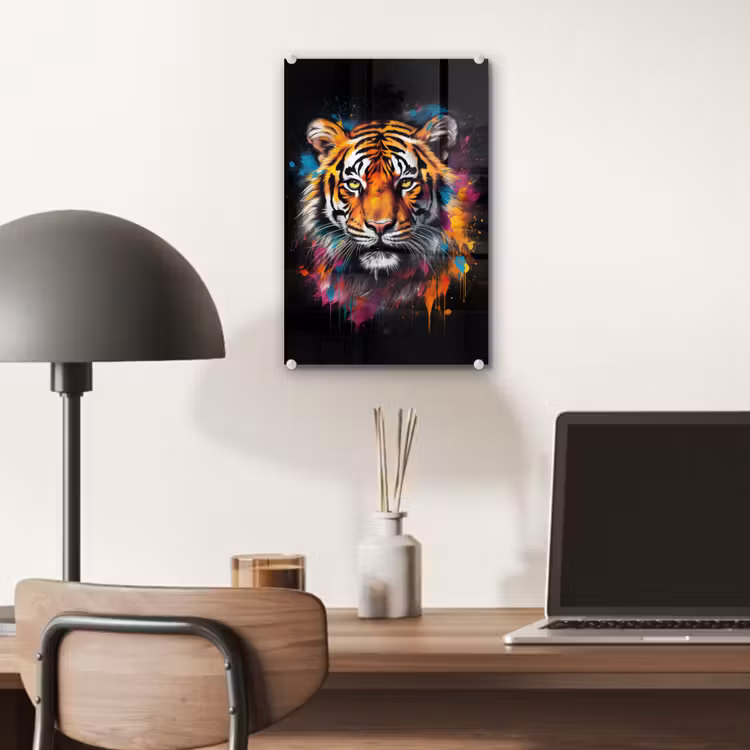 Glas schilderij - Tijger - Graffiti - Dieren - Zwart — 7
