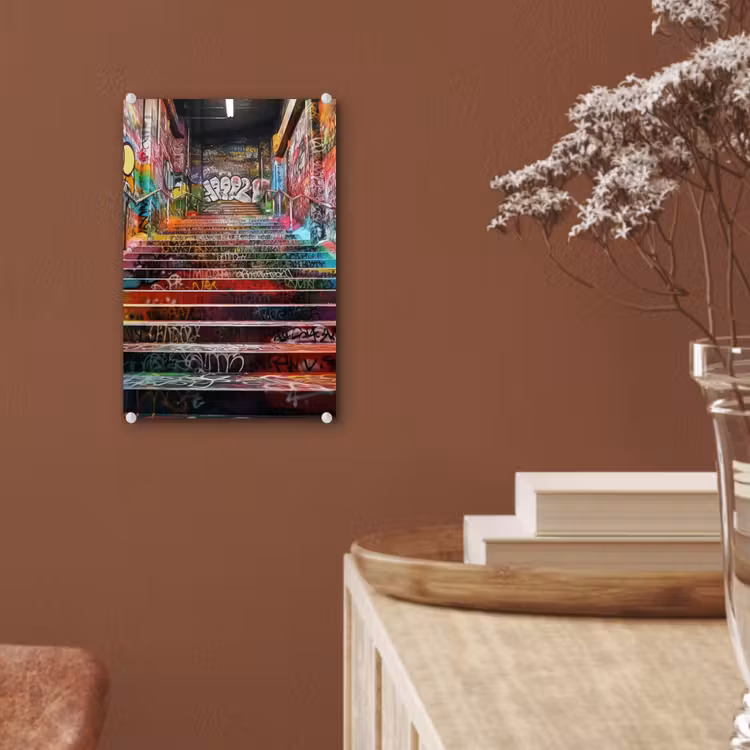 Glas schilderij - Trap - Graffiti - Kleuren - Kunst — 6