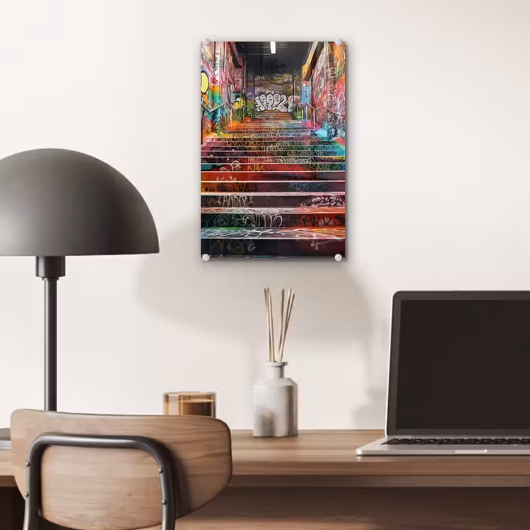 Glas schilderij - Trap - Graffiti - Kleuren - Kunst — 7