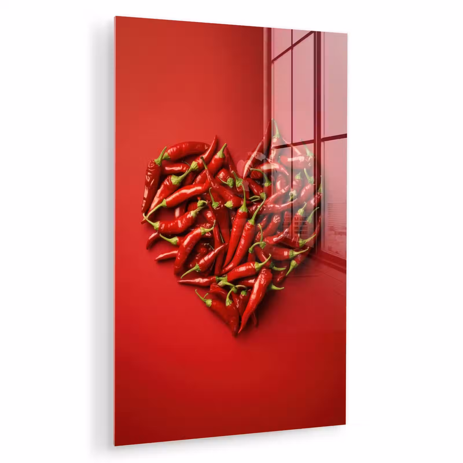 Glas schilderij - Pepers - Rood - Hart — 1