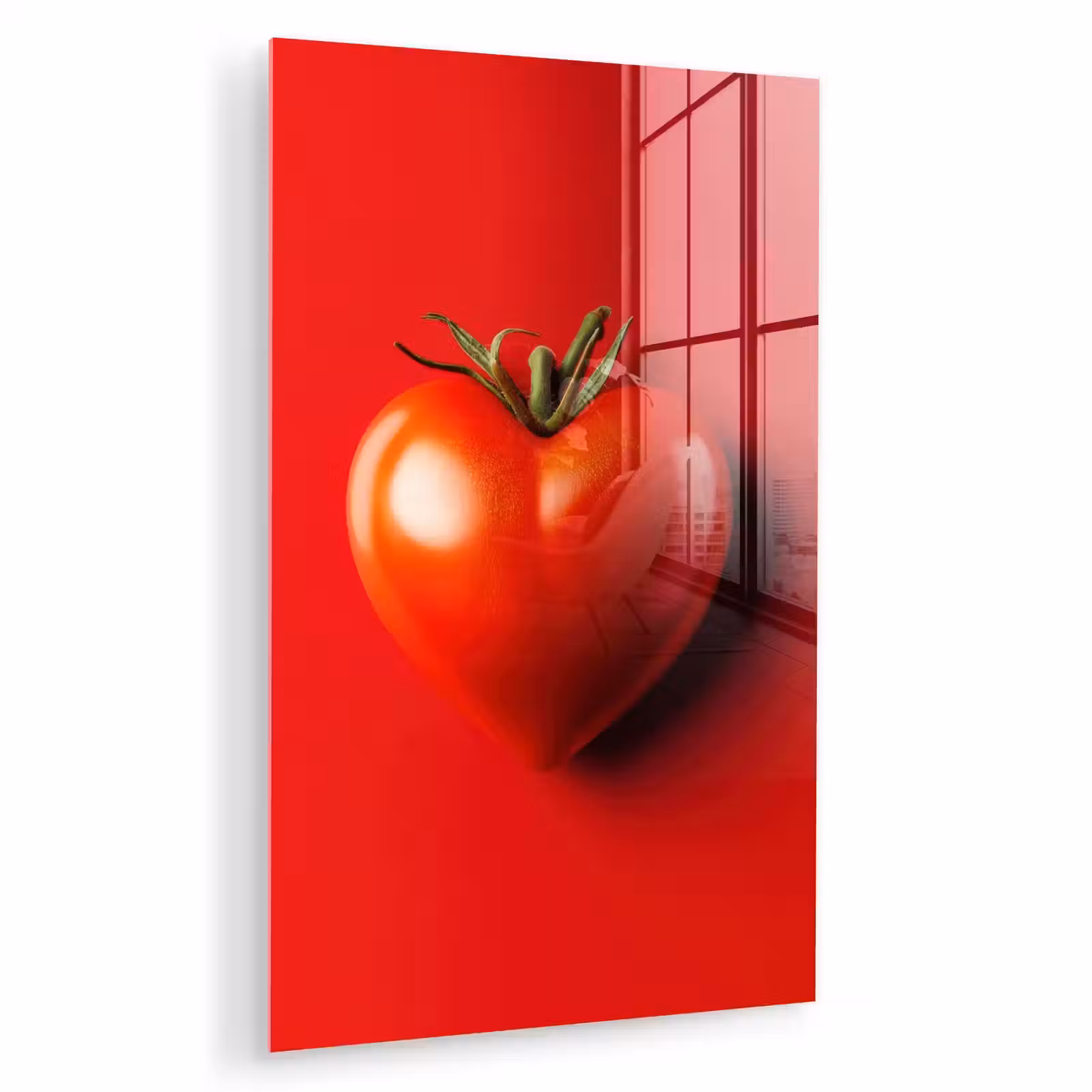 Glas schilderij - Tomaat - Rood - Hart — 1