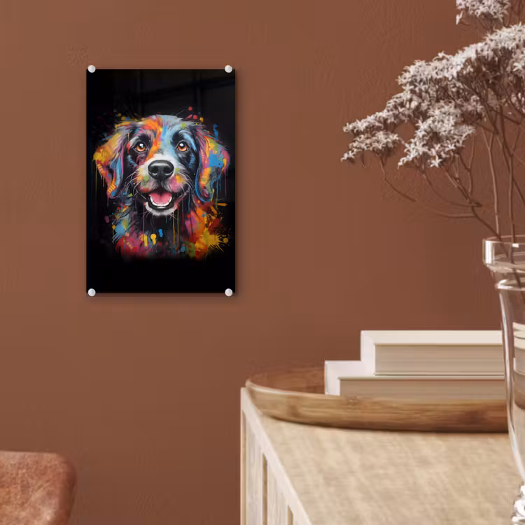 Glas schilderij - Graffiti - Hond - Zwart - Kleuren — 6