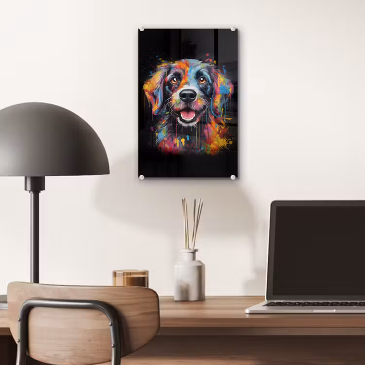 Glas schilderij - Graffiti - Hond - Zwart - Kleuren — 7