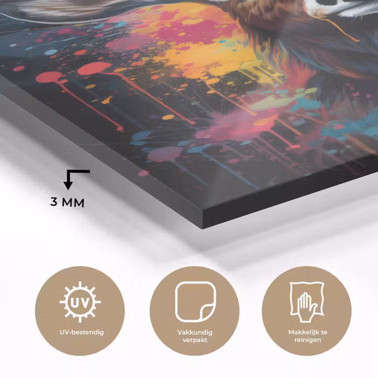 Glas schilderij - Hert - Graffiti - Dieren - Kleuren — 3