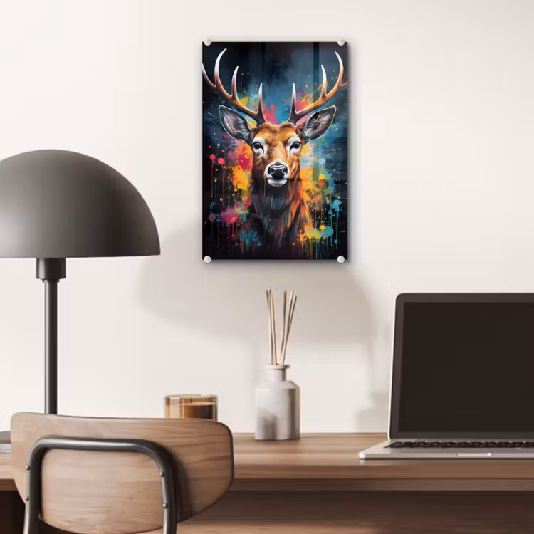 Glas schilderij - Hert - Graffiti - Dieren - Kleuren — 7