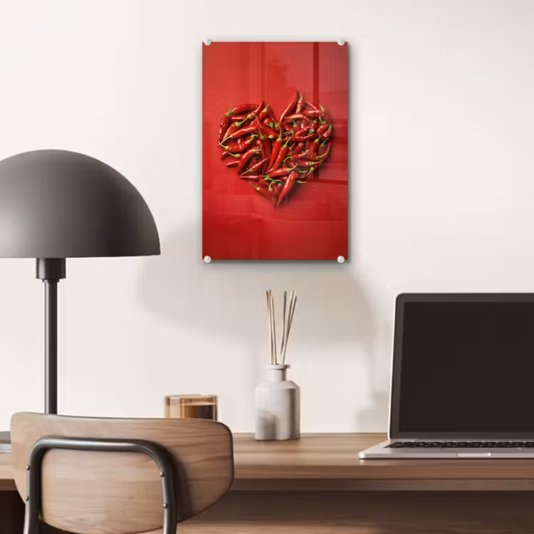 Glas schilderij - Pepers - Rood - Hart — 7