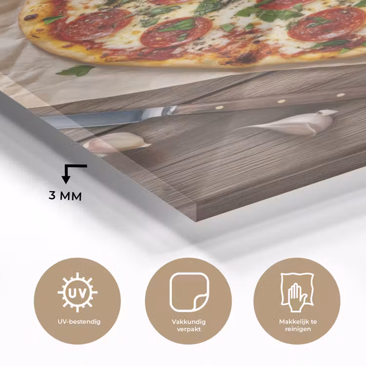 Glas schilderij - Pizza - Hart - Pepperoni - Tomaat — 3