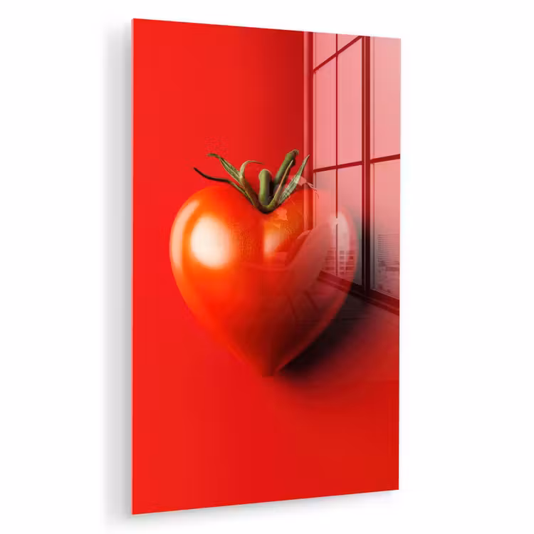 Glas schilderij - Tomaat - Rood - Hart — 1