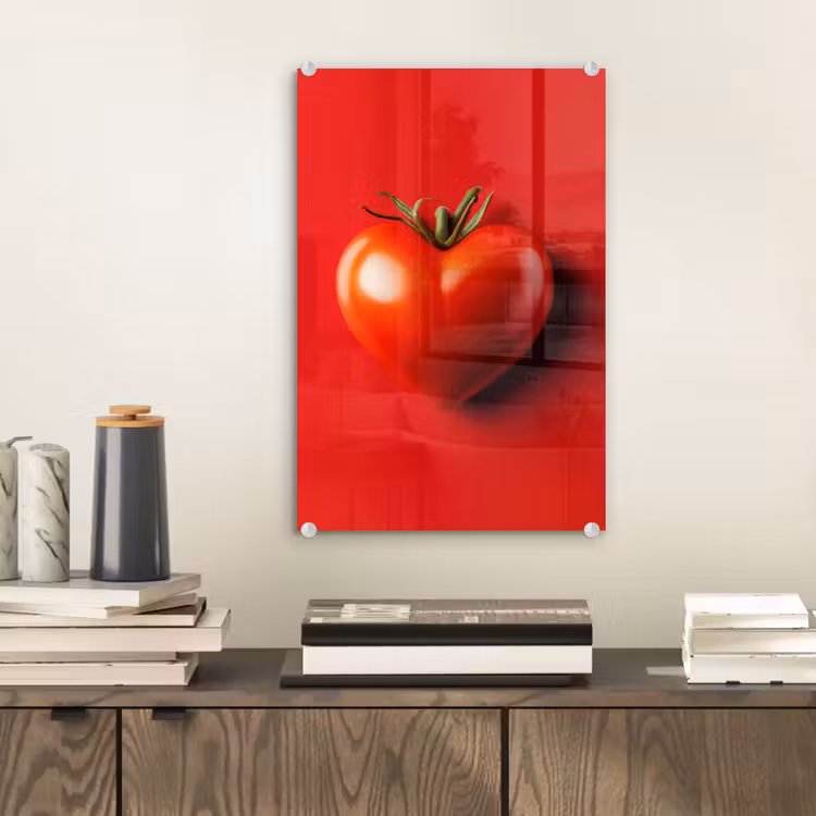 Glas schilderij - Tomaat - Rood - Hart — 2