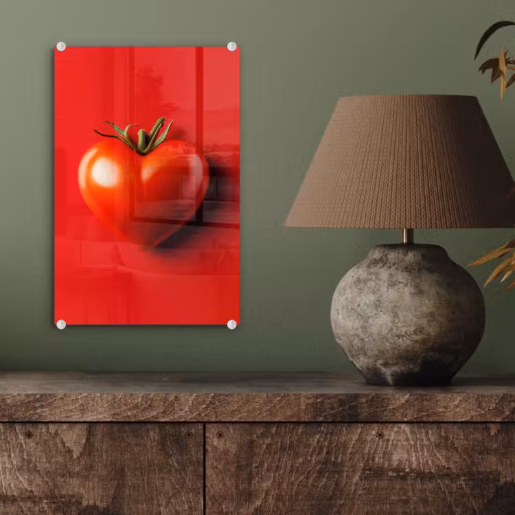 Glas schilderij - Tomaat - Rood - Hart — 4