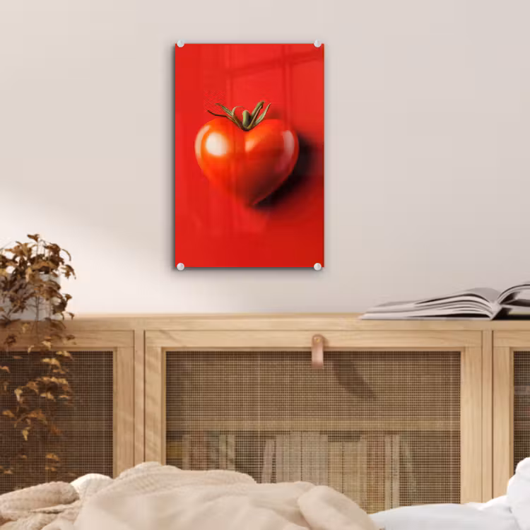 Glas schilderij - Tomaat - Rood - Hart — 5