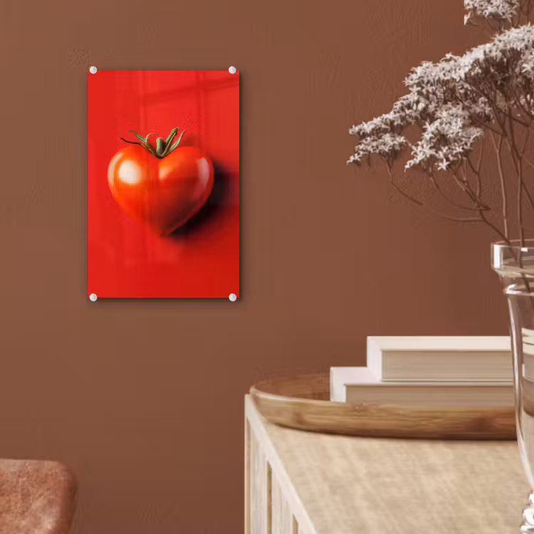Glas schilderij - Tomaat - Rood - Hart — 6